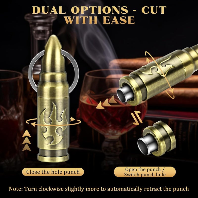 LIHTUN Portable Cigar Punch Cutter - Twist-Out Cigar Punch with 2 Sizes, Clockwise Switch Between Large and Small Punch Holes, Precision Cutting for Various Cigars, Christmas Day Gift (Bronze) - Image 3